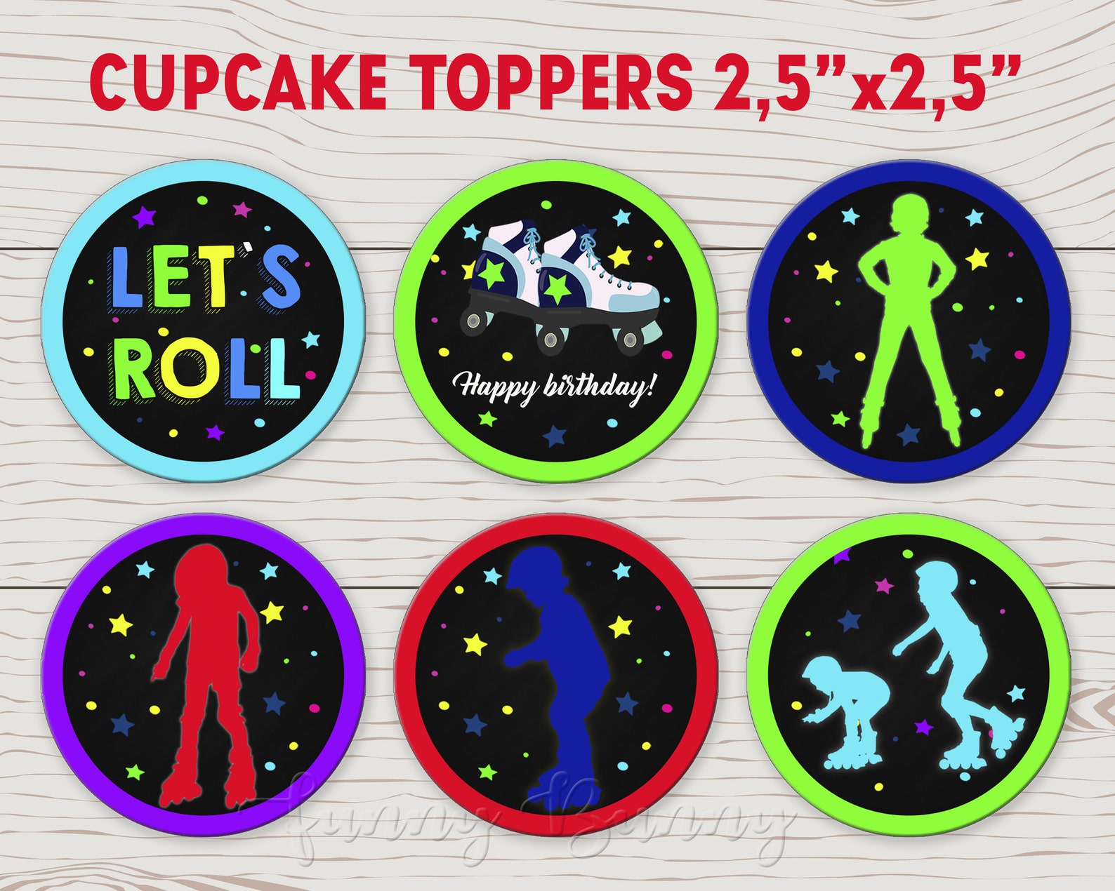 Roller Skates Cupcake Toppers Lets Roll Cupcake Toppers Boy | Etsy