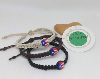 Macrame bracelet with puertorican flag