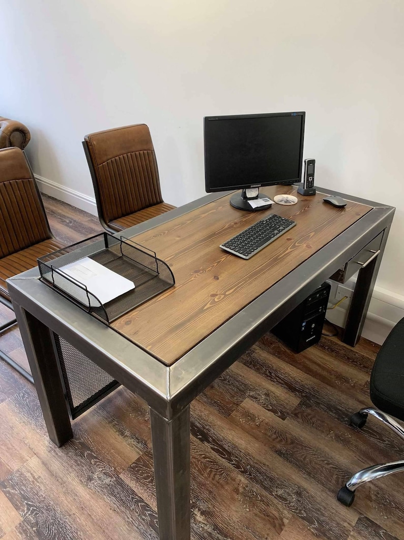 Industrial Style Desk Office Workstation. Metal Rustic Desk. Etsy