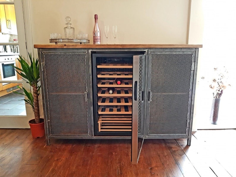 Industrial Style Rustic Wine Fridge Sideboard Cupboard Etsy