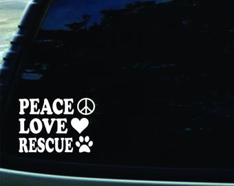 5.5" X 4" Peace Love Rescue Decal