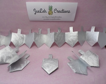Silver Foil Dreidels - gift wrap paper chain