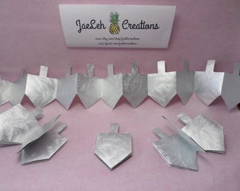 Silver Foil Dreidels - gift wrap paper chain