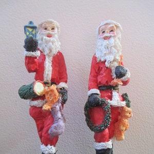 Vintage 1995 Resin Pencil Santa (Set of 2),  Pencil Santa Set, Whimsical Santa, Santa Decor, Christmas Decor, Tall Santa, SANTA, Santa Claus