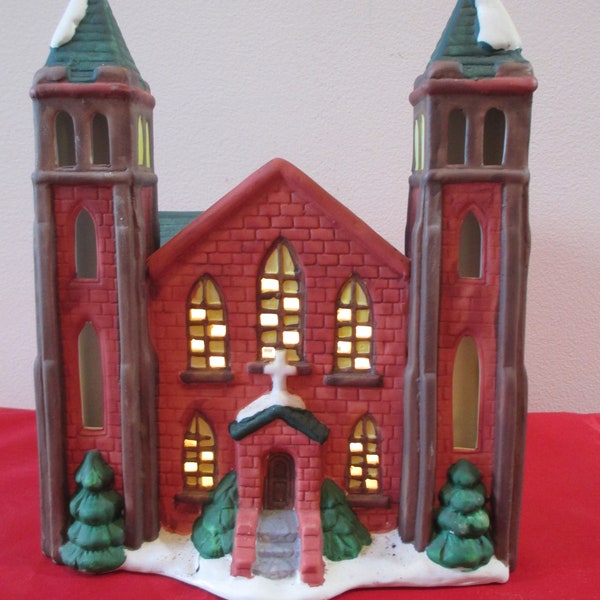 Vintage Dickensville NOMA Porcelain Collectable Lighted House- Church