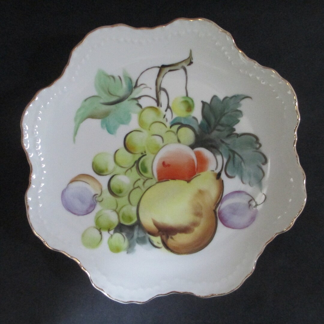 Vintage Lefton Wall Décor ,fruit Plates,pear/peach/grapes,fruit Wall