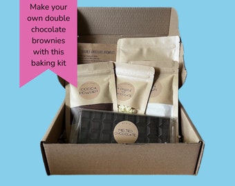 Double Chocolate Brownie Baking Kit, DIY Baking with Kids, Bake at home, DIY Craft kit, Cake Mix, Baking with Kids Gift, Father's Day Baking