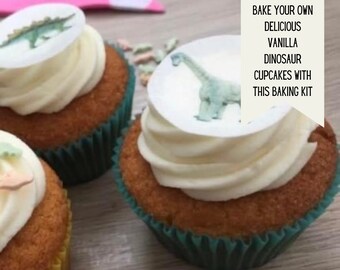 Dinosaur Cupcake Baking Kit | Kid Craft Kit | Children's Kid's Baking Kit | Bake at Home | Dinosaur Craft Kit | Dinosaur Gift