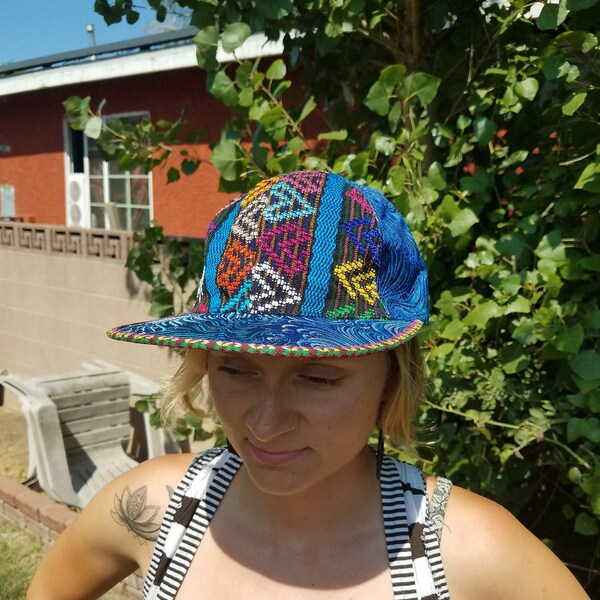 Peacock Blue Guatemalan Flat Bill Hat