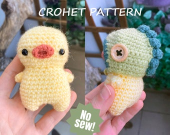 Crochet chick in dinosaur costume pattern, digital download file
