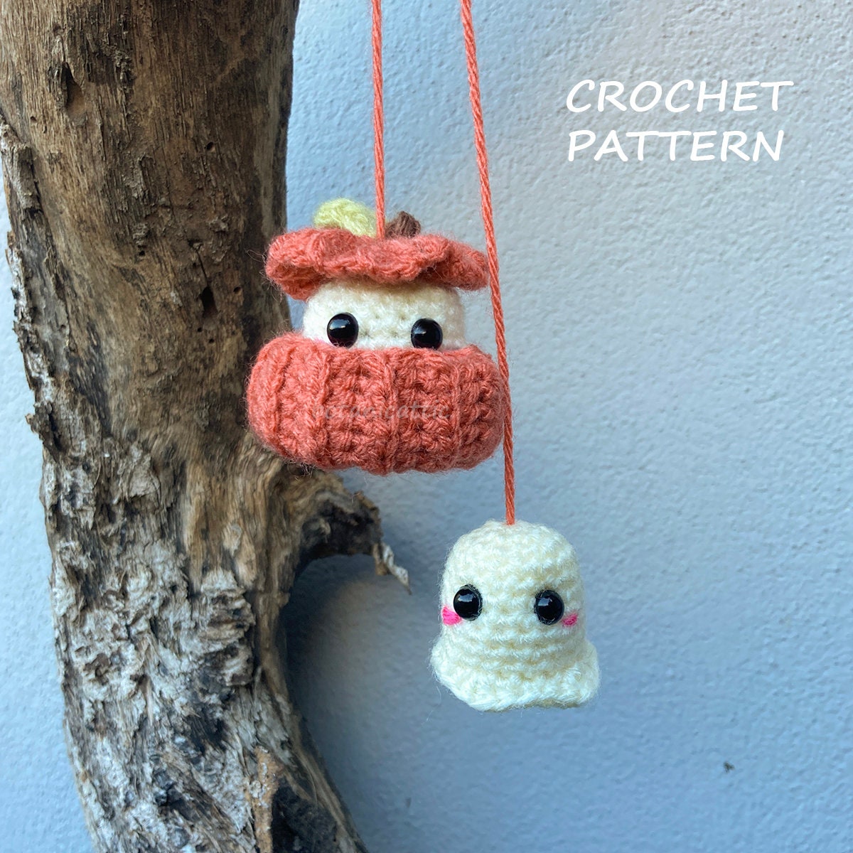 Cute Crochet Ghost Keychain Kawaii Halloween Series Key - Temu