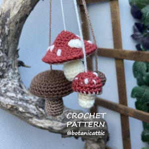 Bundle Wild Mushrooms Autumn Car Dangle Crochet Pattern, Mushroom Car Hanging Crochet Pattern, Wild Mushrooms, Car Charm, Mirror Pendant