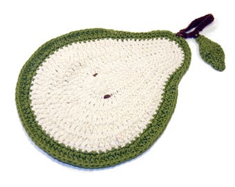 Pear crochet trivet 100% cotton