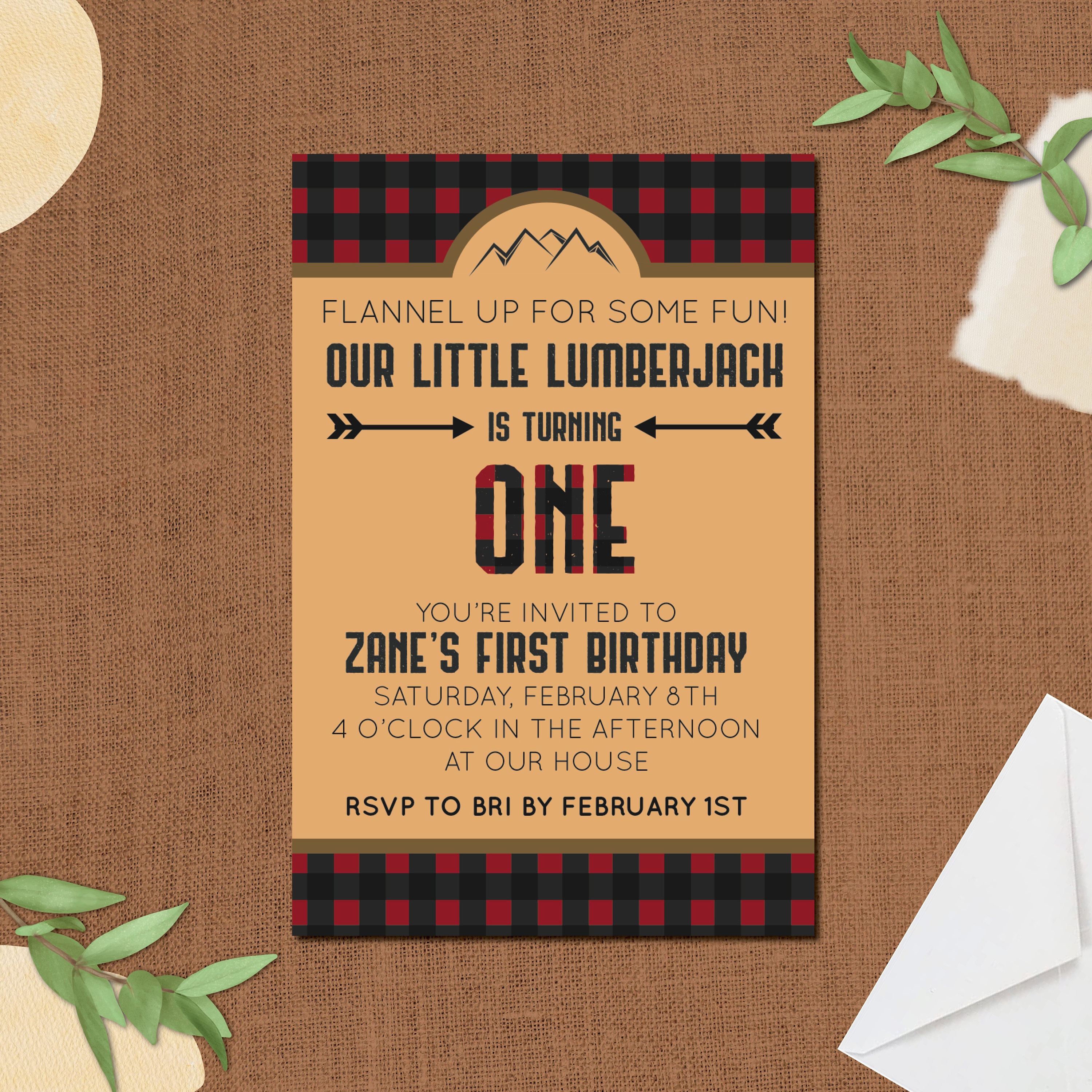 Buffalo Plaid First Birthday Invitation Fall Lumberjack First - Etsy