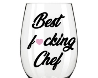 Chef wine glass. Chef gift.  Gift for chef. Chef glasses.