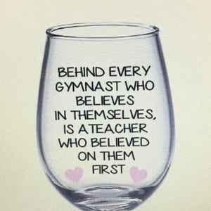 Gymnastics wine glass. Gymnastics team. Gymnastics gift. Gymnastics coach gift. Gymnastics teacher gift.