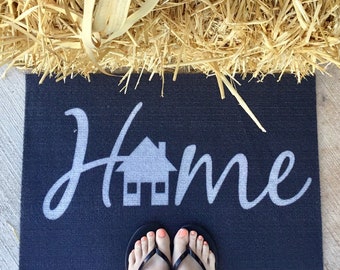 Home front door mat. Home mat. Welcome mat. Homeowner gift. Homeowner mat. Housewarming gift. Housewarming mat. Home indoor mat. Home mats