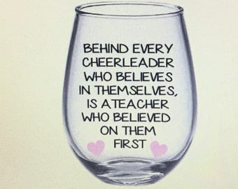 Cheer wine glass. Cheer gift. Cheer coach wine glass. Cheer coach gift. Cheer teacher gift. Cheer teacher wine glass. Cheerleader wine glass