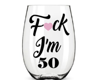 50th wine glass. 50th gift. 50th birthday wine glass. 50th birthday gift. Gift for 50th. 50 wine glass. 50 gift. 50 and fabulous.