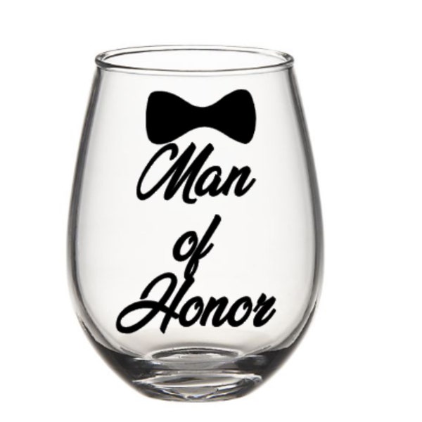 Man of honor wine glass. Man of honor gift. Man of honor asking gift bBridal party gift. Asking bridal party. Team bride. Bride tribe. Gifts