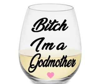 Godmother wine glass. Godmother gift. Fairy godmother wine glass. Fairy godmother gift. Godmom wine glass. Godmom gift. Gift for godmother