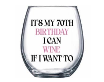 70th wine glass. 70th gift. 70th birthday gift. 70 gift. 70 wine glass. 70 birthday gift. Seventy wine glass.