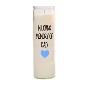 In loving memory of dad candle. In loving memory of dad gift. In memory of dad candle. Rip dad.  Sorry for your loss gift.