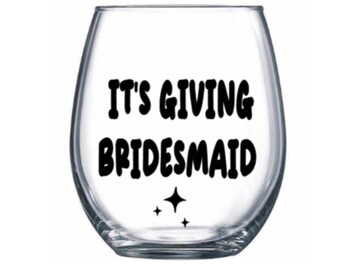 Bridesmaid wine glass. Bridesmaid gift. Asking bridesmaid. Asking bridal party. Bridal party wine glasses. Bridal party gifts. Gift for brid