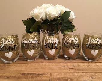 Bridesmaid wine glass. Bridesmaid wine glasses bridesmaid gift. Ask to be bridesmaid. Asking to be bridesmaid. Bridal party wine glasses.