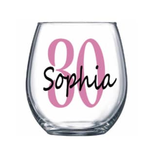 Thirty wine glass. Thirty glass. Gift for thirty. 30 wine glass. 30 glass. 30th wine glass. 30th gift. Thirty and thriving. Thirty and flirt
