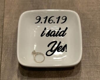 I said yes ring dish. Engagement ring dish. Engagement dish. Ring dish. Engaged ring dish. Mrs ring dish. Engagement gift. Engagement dish
