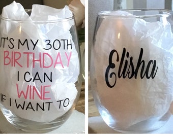 Dirty 30 wine glass. Dirty 30 gift. Dirty thirty. 30th wine glass. 30th gift. 30 gift. 30 wine glass. 30th birthday wine glass. Gift for 30