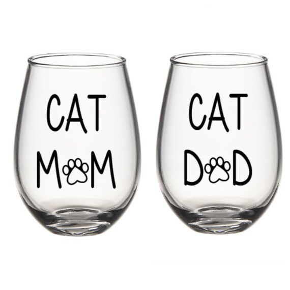 cat mom wine glass