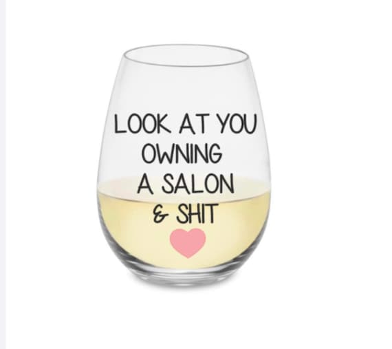 Salon owner wine glass. Salon owner gift. Etsy