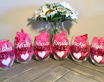 Will you be my bridesmaid wine glass. I can't say I do without you wine glass. Bridesmaid wine glass. Bridesmaid gift. Bridal party gift.