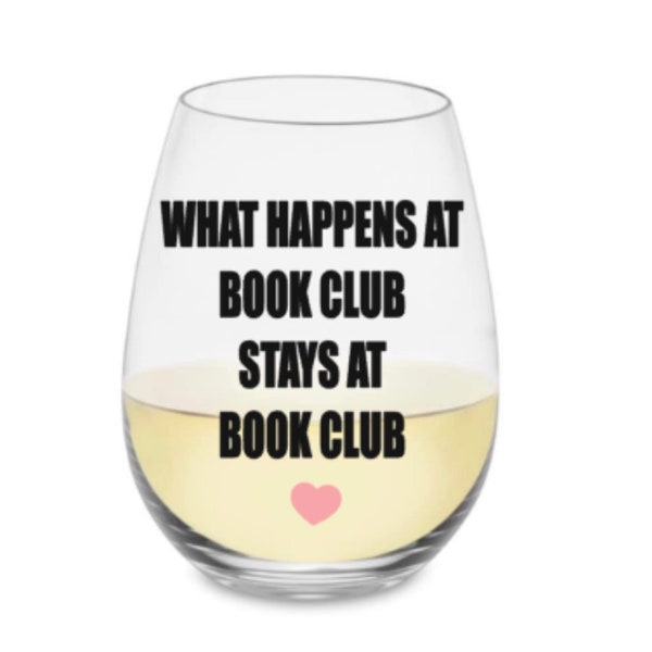 Book club wine glass. Book club gift. Book club glass. Wine club wine glass.