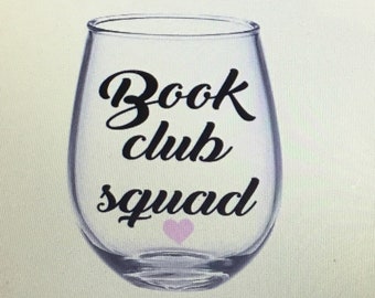 Book club wine glass. Book club gift. Book club glass.