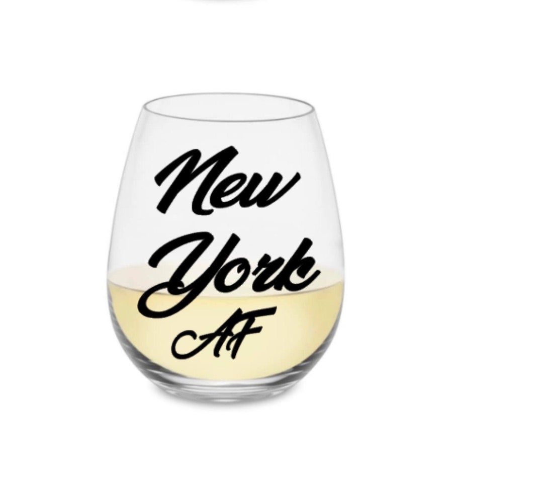 New York Wine Glass. New York Glass. New York Gift. Ny Wine Glass