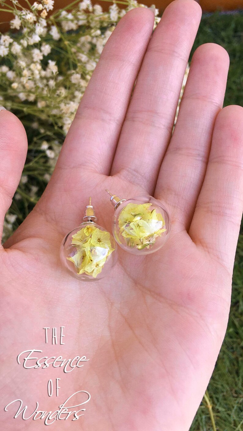 silver earrings floral jewellery floral earrings Earrings dried flower earrings jewelry