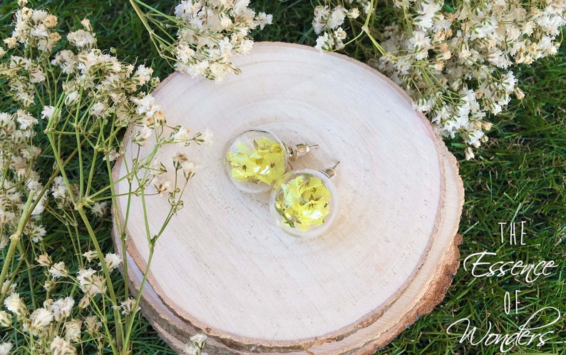 silver earrings floral jewellery floral earrings Earrings dried flower earrings jewelry
