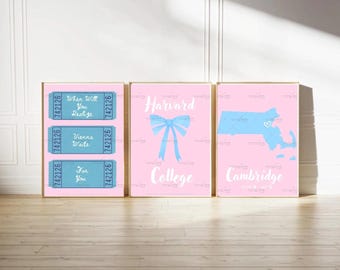 CONJUNTO PERSONALIZADO DE 3 / Ilustraciones para dormitorios / Impresiones personalizadas de moda para dormitorios universitarios / Decoración de pared / Estilo preppy / Diseño personalizado / Letras de canciones / Descarga digital