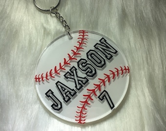 Baseball Keychain -- PERSONALIZED BASEBALL GIFTS -- team gifts -- baseball bag tag