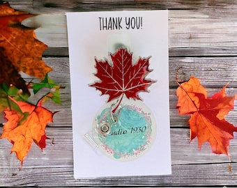 Maple leaf badge reel — thanksgiving badge reel — fall badge reel