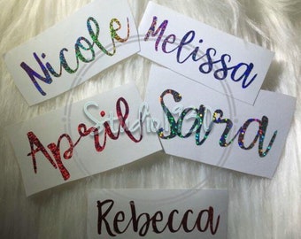 Name decals, name stickers, glitter name decals, personalized decal, vinyl decal, Decals, organization stickers, school supplies stickers