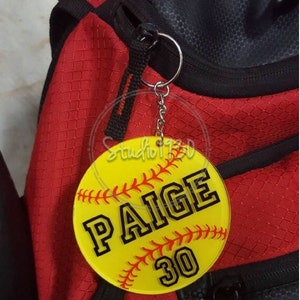 Softball Keychain -- PERSONALIZED SOFTBALL GIFTS -- team gifts -- softball bag tag