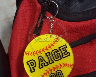 Softball Keychain -- PERSONALIZED SOFTBALL GIFTS -- team gifts -- softball bag tag