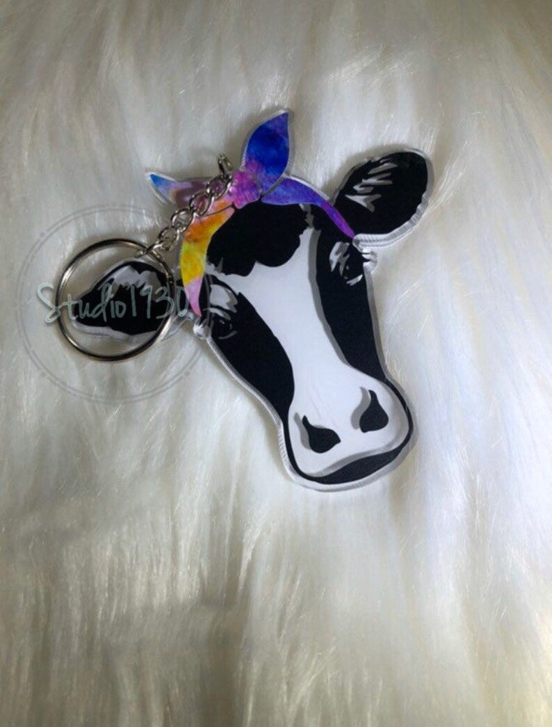 Cow Keychain Etsy