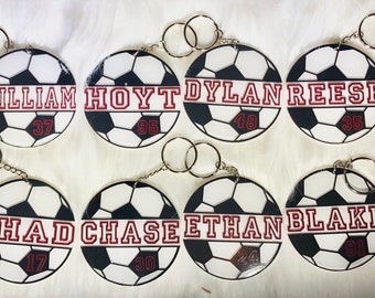 Soccer Ball Keychain -- PERSONALIZED SOCCER GIFTS -- team gifts -- soccer bag tag