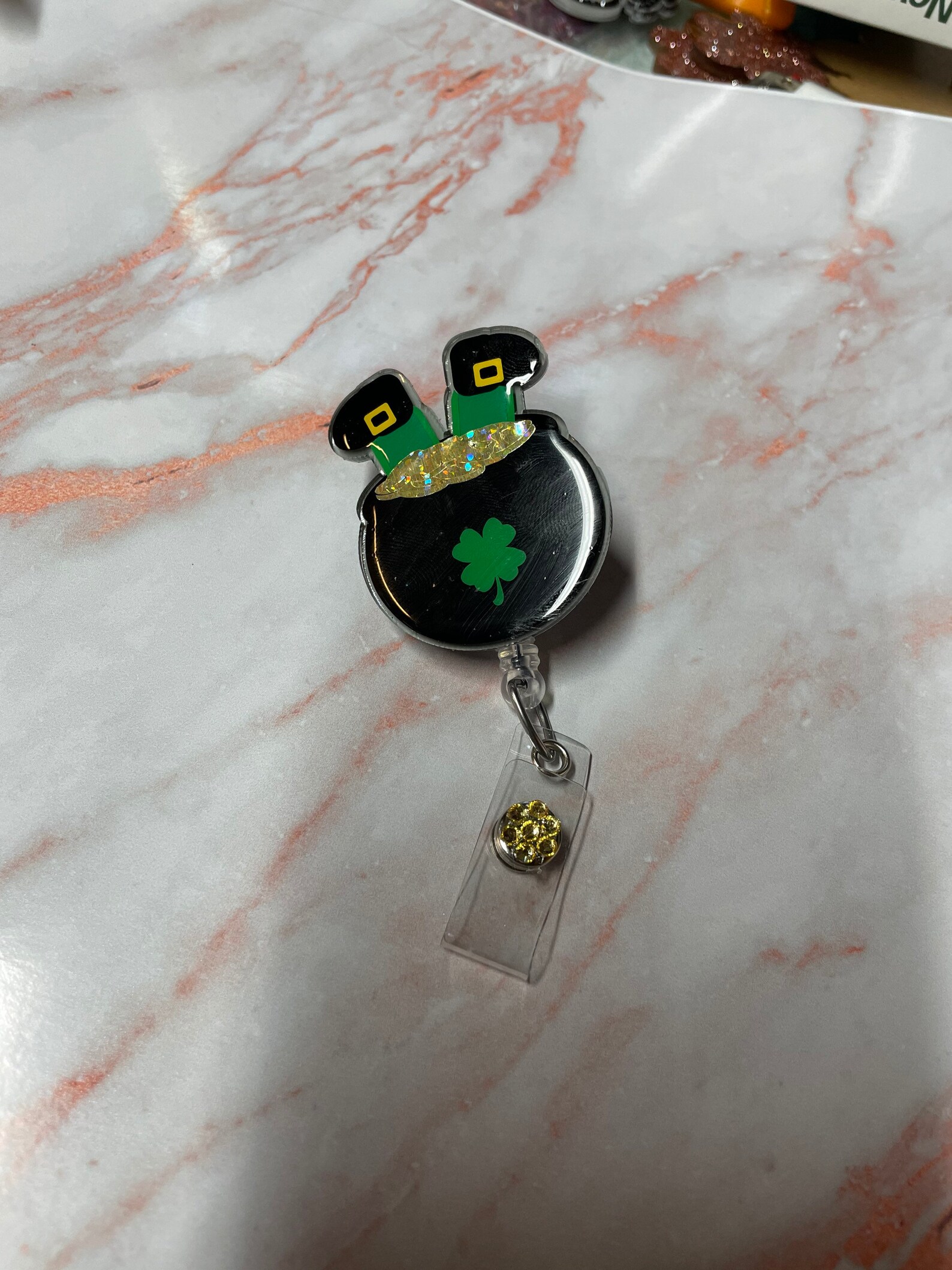 Pot of Gold Badge Reel St Patricks Day Badge Reel Nurse Etsy