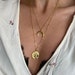 Coin & Crescent Moon Necklaces, 18k Gold Plated Brass, in Gift Box